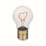 Bombilla LED decorativa con filamento en forma de corazón y pilas color fucsia fluorescente