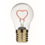 Bombilla LED decorativa con filamento en forma de corazón y pilas color fucsia fluorescente sexta vista