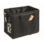 Organizador de RPET plegable multifunción con asas y bolsillos color negro cuarta vista