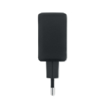 Cargador de pared UE con puerto USB-A y USB-C de carga rápida 65W color negro