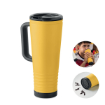 Vaso térmico de acero inox. con doble pared y bocina integrada 700ml color amarillo