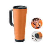 Vaso térmico de acero inox. con doble pared y bocina integrada 700ml color naranja