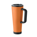 Vaso térmico de acero inox. con doble pared y bocina integrada 700ml color naranja