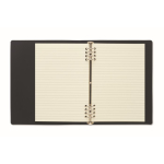 Cuaderno recargable con cubierta de PU reciclado A5 y hojas a rayas color negro tercera vista