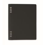 Cuaderno recargable con cubierta de PU reciclado A5 y hojas a rayas color negro septima vista