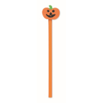 Lápiz de madera de álamo con goma de borrar en forma de calabaza color naranja