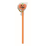 Lápiz de madera de álamo con goma de borrar en forma de calabaza color naranja segunda vista
