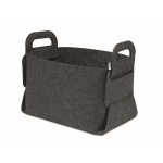 Cesta de almacenamiento plegable en fieltro RPET con asas laterales color gris oscuro segunda vista