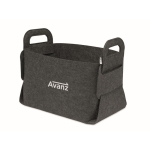Cesta de almacenamiento plegable en fieltro RPET con asas laterales color gris oscuro segunda vista principal