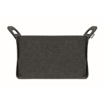 Cesta de almacenamiento plegable en fieltro RPET con asas laterales color gris oscuro cuarta vista