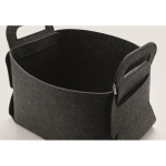 Cesta de almacenamiento plegable en fieltro RPET con asas laterales color gris oscuro vista fotografía cuarta vista