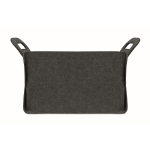 Cesta de almacenamiento plegable en fieltro RPET con asas laterales color gris oscuro quinta vista