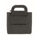 Cesta de almacenamiento plegable en fieltro RPET con asas laterales color gris oscuro sexta vista