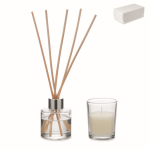 Set de aroma a vainilla con difusor de fragancia y vela de cera vegetal color transparente