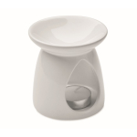 Set quemador de aromas de cerámica con vela de té y aceite de vainilla color blanco