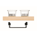 Portavelas decorativo con soporte madera y hierro para 2 velas color madera quinta vista