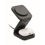 Estación de carga inalámbrica plegable 3 en 1 con entrada USB-C 15W color negro segunda vista