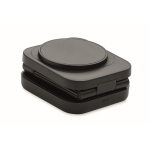 Estación de carga inalámbrica plegable 3 en 1 con entrada USB-C 15W color negro cuarta vista