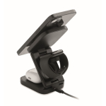 Estación de carga inalámbrica plegable 3 en 1 con entrada USB-C 15W color negro sexta vista