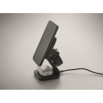 Estación de carga inalámbrica plegable 3 en 1 con entrada USB-C 15W color negro vista fotografía octava vista