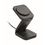Estación de carga inalámbrica plegable 3 en 1 con entrada USB-C 15W color negro