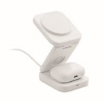 Estación de carga inalámbrica plegable 3 en 1 con entrada USB-C 15W color blanco segunda vista