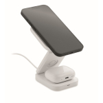 Estación de carga inalámbrica plegable 3 en 1 con entrada USB-C 15W color blanco tercera vista