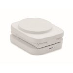 Estación de carga inalámbrica plegable 3 en 1 con entrada USB-C 15W color blanco cuarta vista