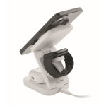 Estación de carga inalámbrica plegable 3 en 1 con entrada USB-C 15W color blanco sexta vista