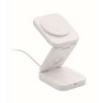 Estación de carga inalámbrica plegable 3 en 1 con entrada USB-C 15W color blanco