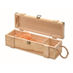 Caja de madera reforzada con asa de cordón para botella de vino color madera segunda vista