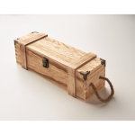 Caja de madera reforzada con asa de cordón para botella de vino color madera vista fotografía quinta vista