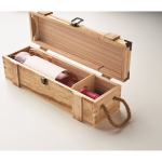 Caja de madera reforzada con asa de cordón para botella de vino color madera vista fotografía sexta vista