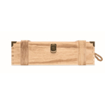 Caja de madera reforzada con asa de cordón para botella de vino color madera novena vista
