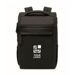 Mochila para portátil de PU con forro RPET con compartimento de 15'' color negro vista de impresión