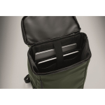 Mochila para portátil de PU con forro RPET con compartimento de 15'' color verde oscuro vista fotografía sexta vista