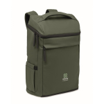 Mochila para portátil de PU con forro RPET con compartimento de 15'' color verde oscuro vista principal
