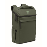 Mochila para portátil de PU con forro RPET con compartimento de 15'' color verde oscuro segunda vista principal