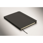 Libreta de tapa rígida de piel sintética reciclada A5 hojas a rayas color negro vista fotografía tercera vista