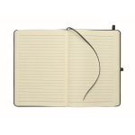 Libreta de tapa rígida de piel sintética reciclada A5 hojas a rayas color negro sexta vista