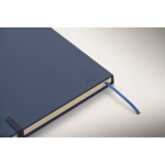 Libreta de tapa rígida de piel sintética reciclada A5 hojas a rayas color azul vista fotografía cuarta vista