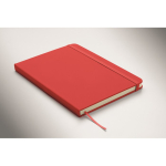 Libreta de tapa rígida de piel sintética reciclada A5 hojas a rayas color rojo vista fotografía tercera vista