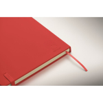Libreta de tapa rígida de piel sintética reciclada A5 hojas a rayas color rojo vista fotografía cuarta vista