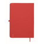 Libreta de tapa rígida de piel sintética reciclada A5 hojas a rayas color rojo quinta vista
