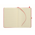 Libreta de tapa rígida de piel sintética reciclada A5 hojas a rayas color rojo sexta vista