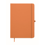 Libreta de tapa rígida de piel sintética reciclada A5 hojas a rayas color naranja segunda vista