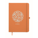 Libreta de tapa rígida de piel sintética reciclada A5 hojas a rayas color naranja vista principal segunda vista