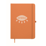 Libreta de tapa rígida de piel sintética reciclada A5 hojas a rayas color naranja segunda vista principal
