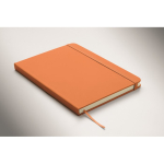 Libreta de tapa rígida de piel sintética reciclada A5 hojas a rayas color naranja vista fotografía tercera vista
