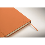 Libreta de tapa rígida de piel sintética reciclada A5 hojas a rayas color naranja vista fotografía cuarta vista